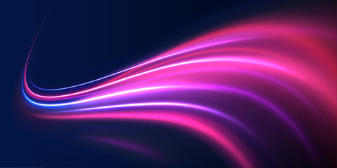 Laser beams luminous abstract sparkling isolated on a transparent background. Racing cars dynamic flash effects city road with long exposure night ligh. 