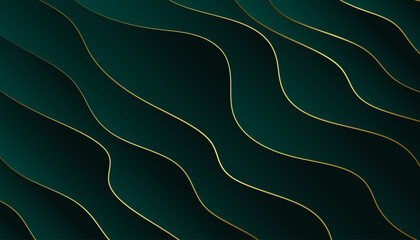 Green luxury waves pattern background. Elegant style concept. Vector illustration.
