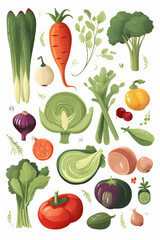 collection of vegetables set created with Generative Ai