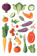 Fototapeta premium collection of vegetables set created with Generative Ai