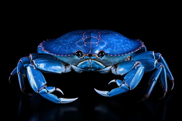 Blue crab on black background