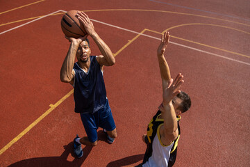 Fototapeta premium Basketball athlete men friends training on court.