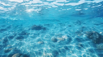 Fototapeta na wymiar Sea water background with sun rays. Generation AI