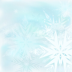Winter vector beautiful blue background with snowflakes