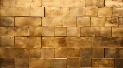 Texture of old golden brick wall. Generation AI