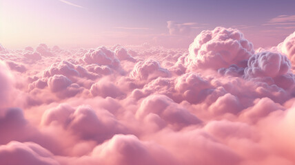 background pink clouds view from the plane. - obrazy, fototapety, plakaty