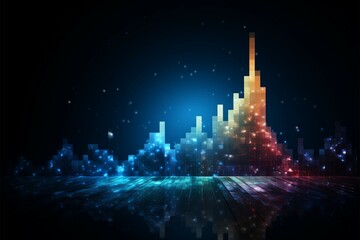Progression in pixels Abstract background with a Business Growth Arrow
