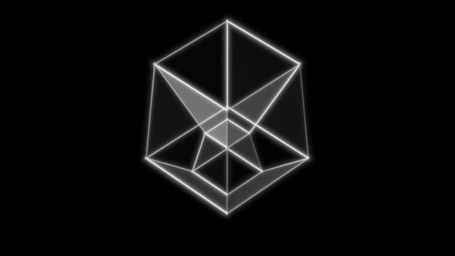 3D Projection of 4D Tesseract Hypercube Seamless Loop