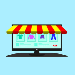 online shop desktop version flat illustration vector