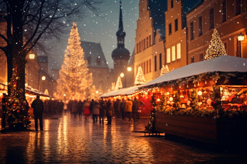 city at night with christmas decoration