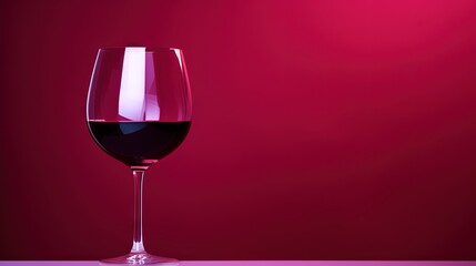  a glass of red wine sitting on a table next to a red wall.  generative ai