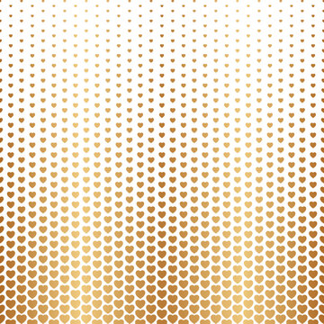 Gold heart seamless pattern. Repeating golden hearts background. Prints for design. Repeated contemporary wallpaper. Repeat printed. Geometric printing. Modern stylish printable. Vector illustration