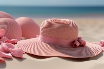 Sandy escape Pink straw hat sets the mood for a beach holiday