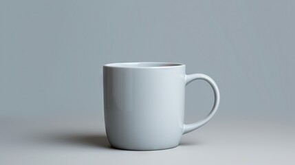  a white coffee cup sitting on top of a white table.  generative ai