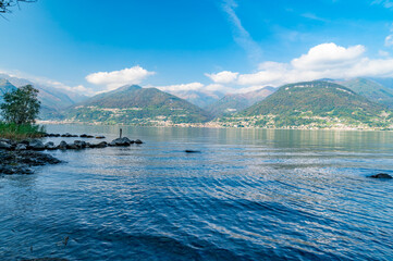 A view of Lake Como from Piona, towards the north, the mountains, the panorama.
