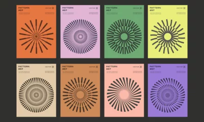 Tuinposter Abstract Circle Geometric Pattern Vector Designs. Cool Optical Illusion Posters. © t1m0n344