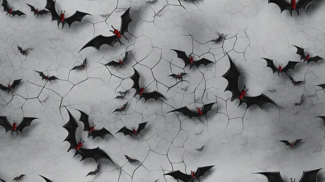  a group of bats flying through the air with red eyes.  generative ai