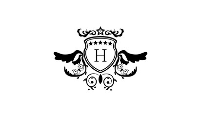 Naklejka premium Elegant ornamental logo H