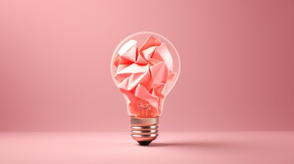  a pink light bulb with a crumpled up light bulb inside.  generative ai