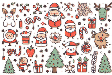 Fototapeta na wymiar The cute Christmas pattern on a white background is ideal for gift wrapping paper, backgrounds, and other high-quality prints.AI generated