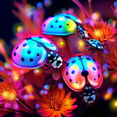 Psychedelic, parallel world, abstract reality, parallel universe, psychedelic hallucination, electronic vibration, flowers, animals, insect, nature, colors, generative AI