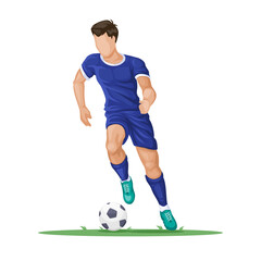 Soccer Player Dribbling Action Pose Character Cartoon illustration Vector © Simply Amazing