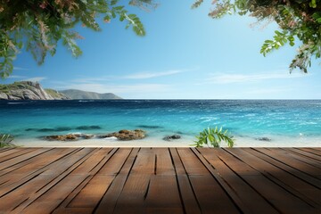 Fototapeta premium Table by the ocean, a summer canvas for your product montage
