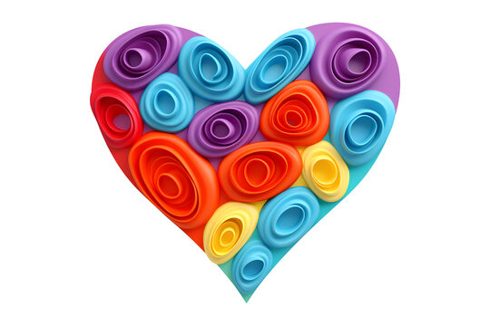 Happy Valentine's Day, icon with shape plasticine effect. Y2K, colorful heart design for greeting cards, posters, banners, flyers, invitations to parties, and social media templates. Generative AI.