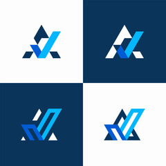 abstract logo letter A with check mark set