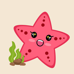 Vector cartoon happy starfish illustration