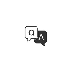 Fototapeta premium Question and answer icon in flat style. Discussion speech bubble vector illustration on white background. Question, answer business concept