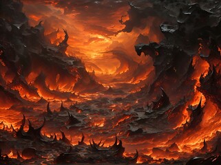 Hell's sea of fire abstract background