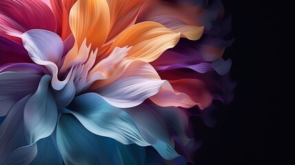 a colorful flower is shown on a black background with a black background.  generative ai