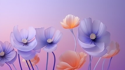  a bunch of flowers that are on a purple and pink background.  generative ai
