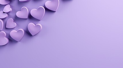  a purple background with many hearts on the side of it.  generative ai