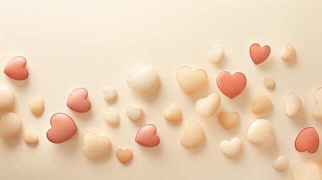  a group of hearts floating in the air on a white background.  generative ai