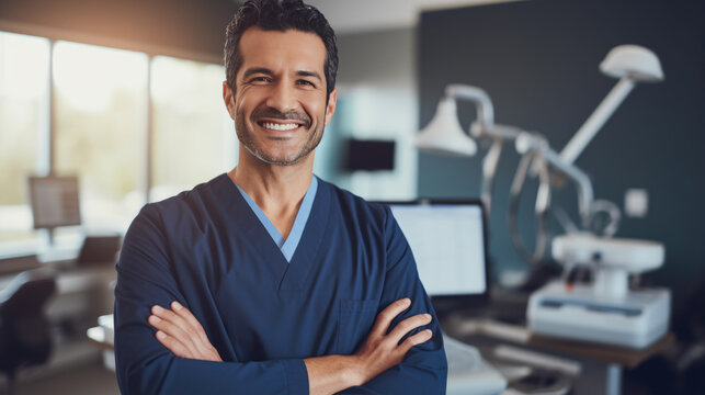 Portrait of a doctor in the background of his office