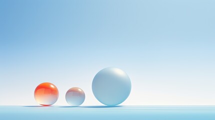  a group of three eggs sitting on top of a blue surface.  generative ai