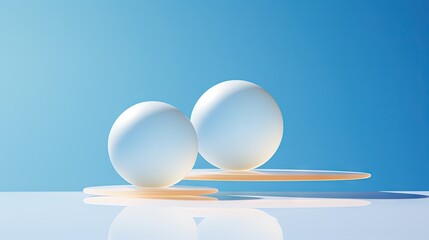  two white eggs sitting on top of each other on a plate.  generative ai