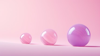  three pink balls on a pink surface with a pink background.  generative ai