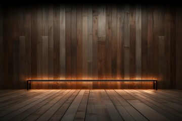 Wooden stage wall, floor, product stand gallery backdrop - obrazy, fototapety, plakaty