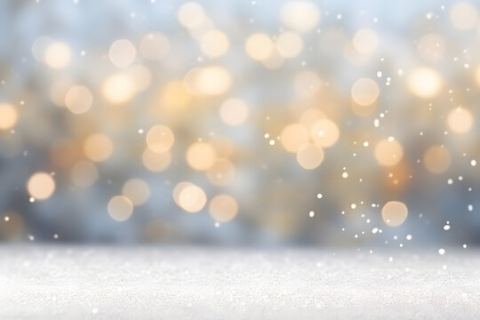 abstract bright snowy winter background with bokeh, neural network generated image. Not based on any actual scene or pattern.
