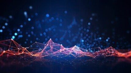 Abstract connected dots and lines. Motion of digital data flow.