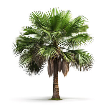 Image of lontar palm fan palm on white background. Nature . Illustration, Generative AI.
