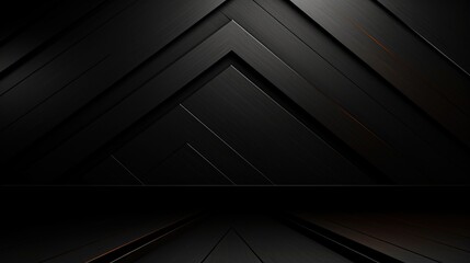 Black geomtric background. Wallpaper with blank space for adding text or logo design. Ai Generative