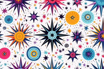 Compass rose quirky doodle pattern, wallpaper, background, cartoon, vector, whimsical Illustration - obrazy, fototapety, plakaty