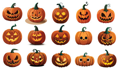 Set of Halloween's pumpkins
