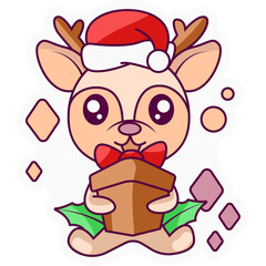 Christmas Deer Doll Sticker