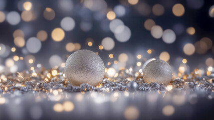 Silver ornament background with bokeh