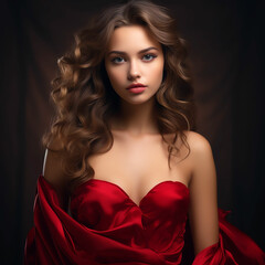 portrait of a woman in a red dress